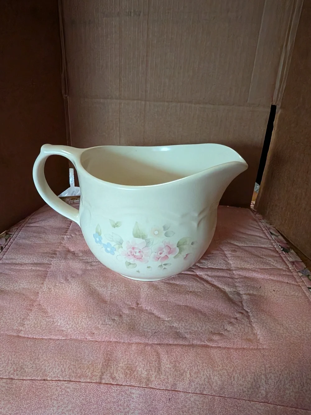 Pfaltzgraff Cream Floral Porcelain Creamer with Pink and Blue Accents
